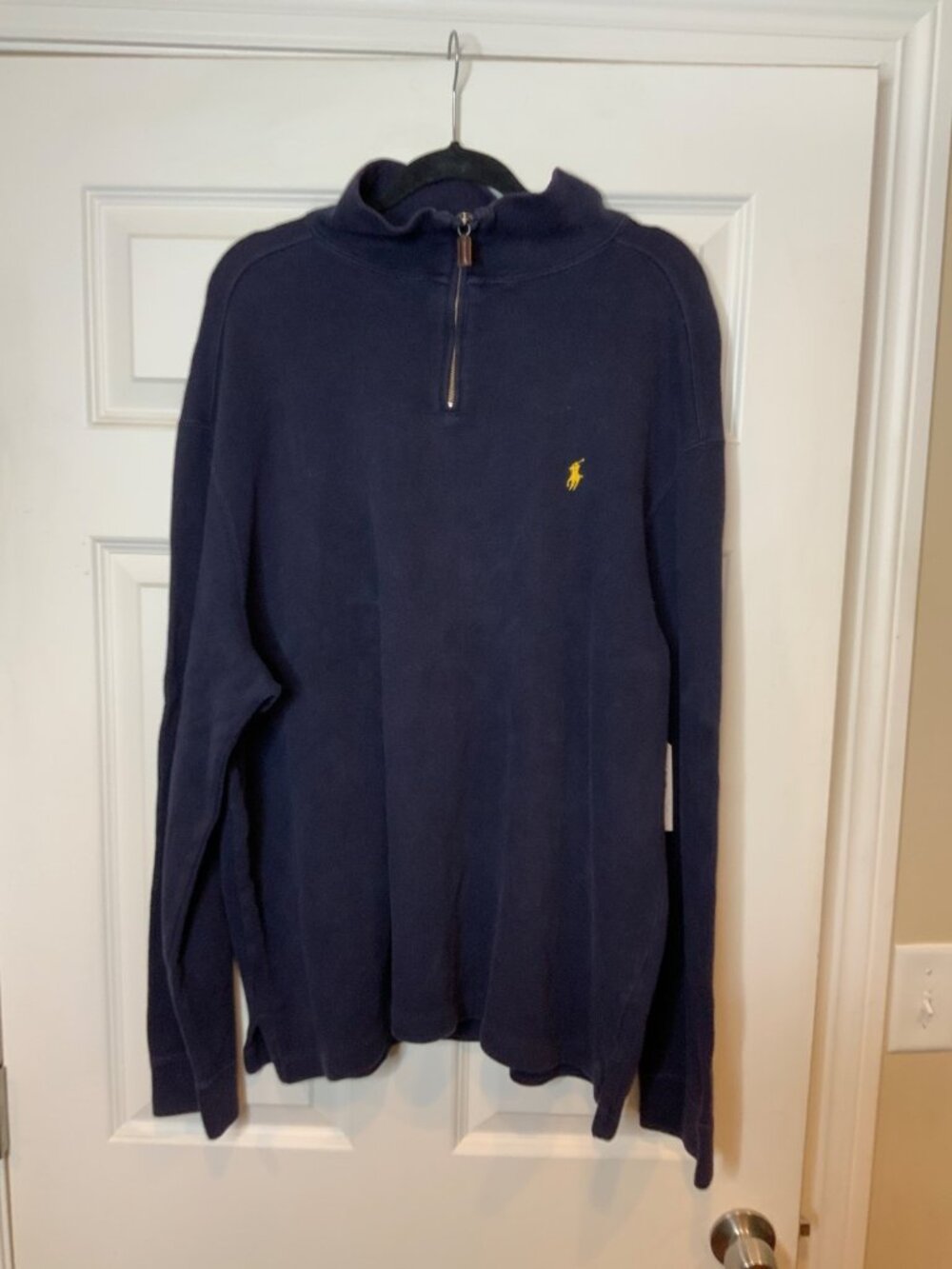 Polo Ralph Lauren Navy Blue Men's 100% Cotton 1/4 Zip Pullover Sweater, Size XXL